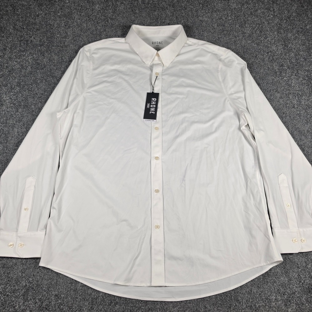 Rhone Commuter Shirt Men XXL Bright White Slim Fit Italian Stretch LS NEW READ - Picture 3 of 13